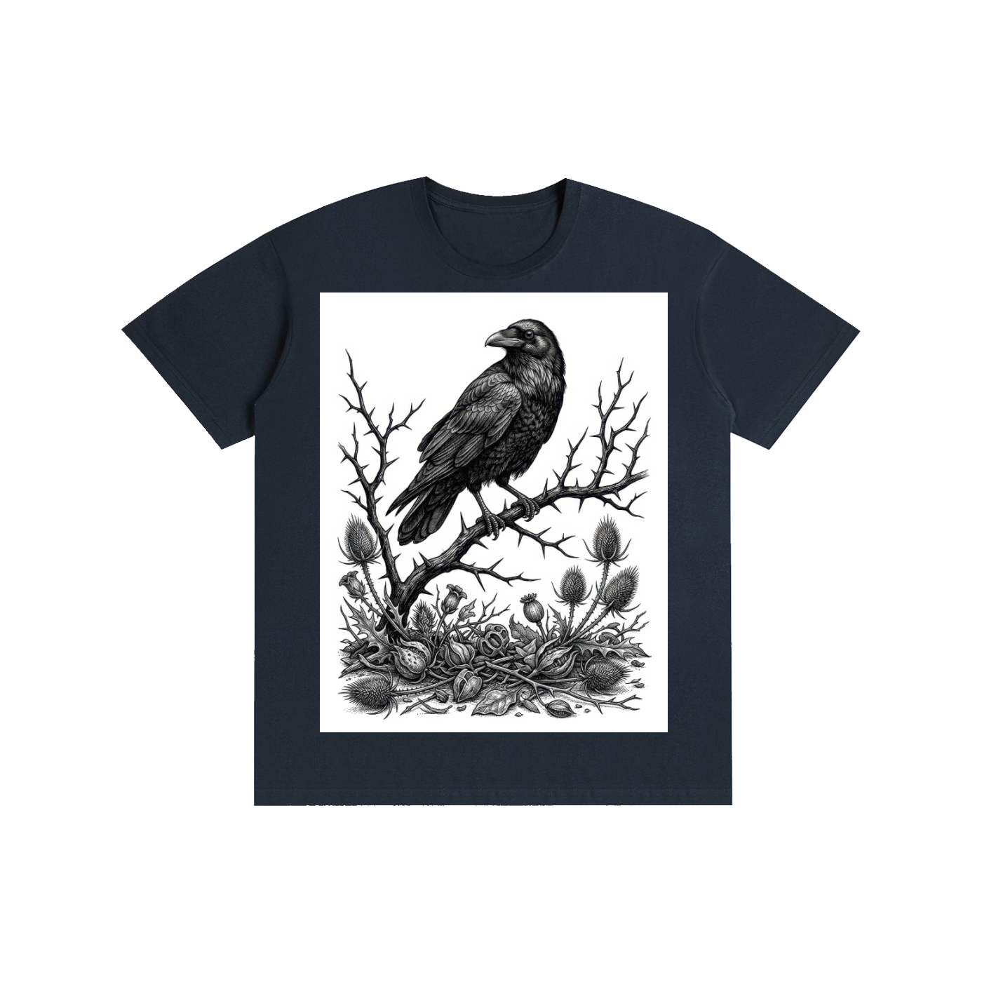 Gothic Raven & Thorns Graphic Tee