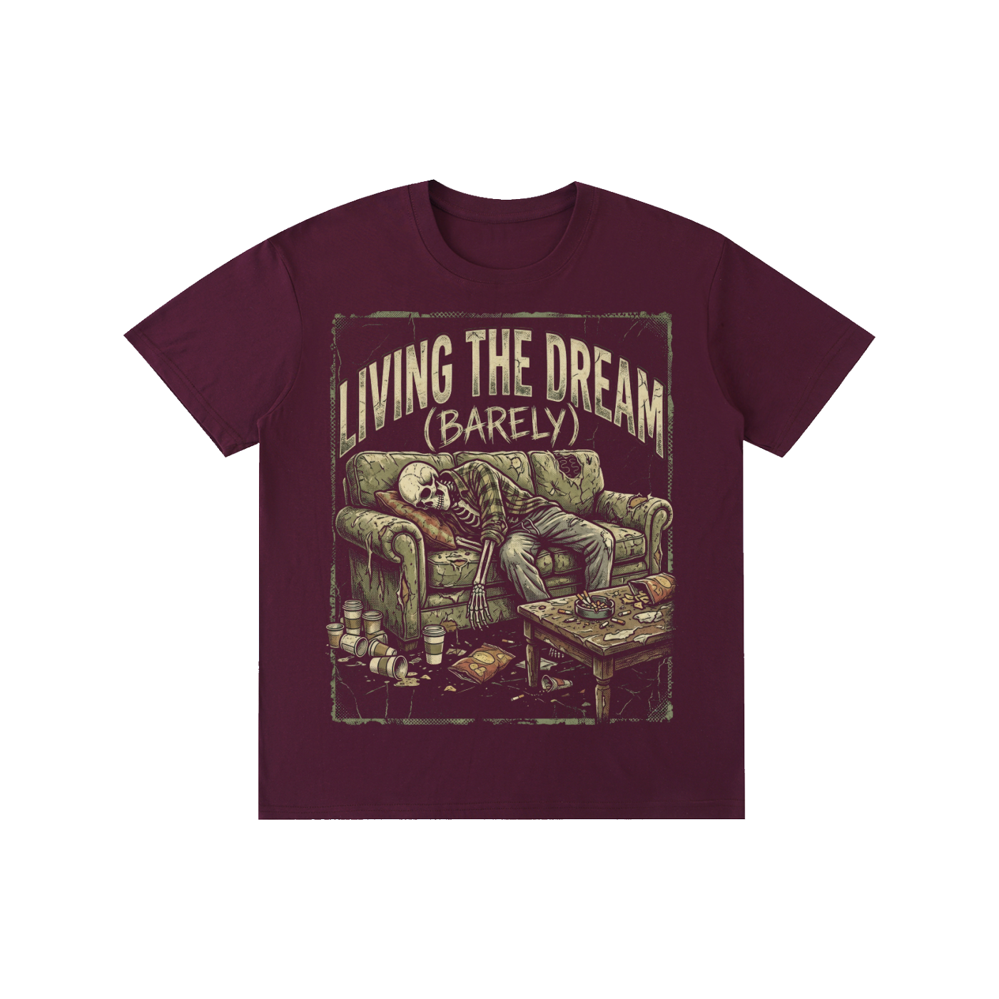 Living The Dream (Barely) Skeleton Graphic Tee