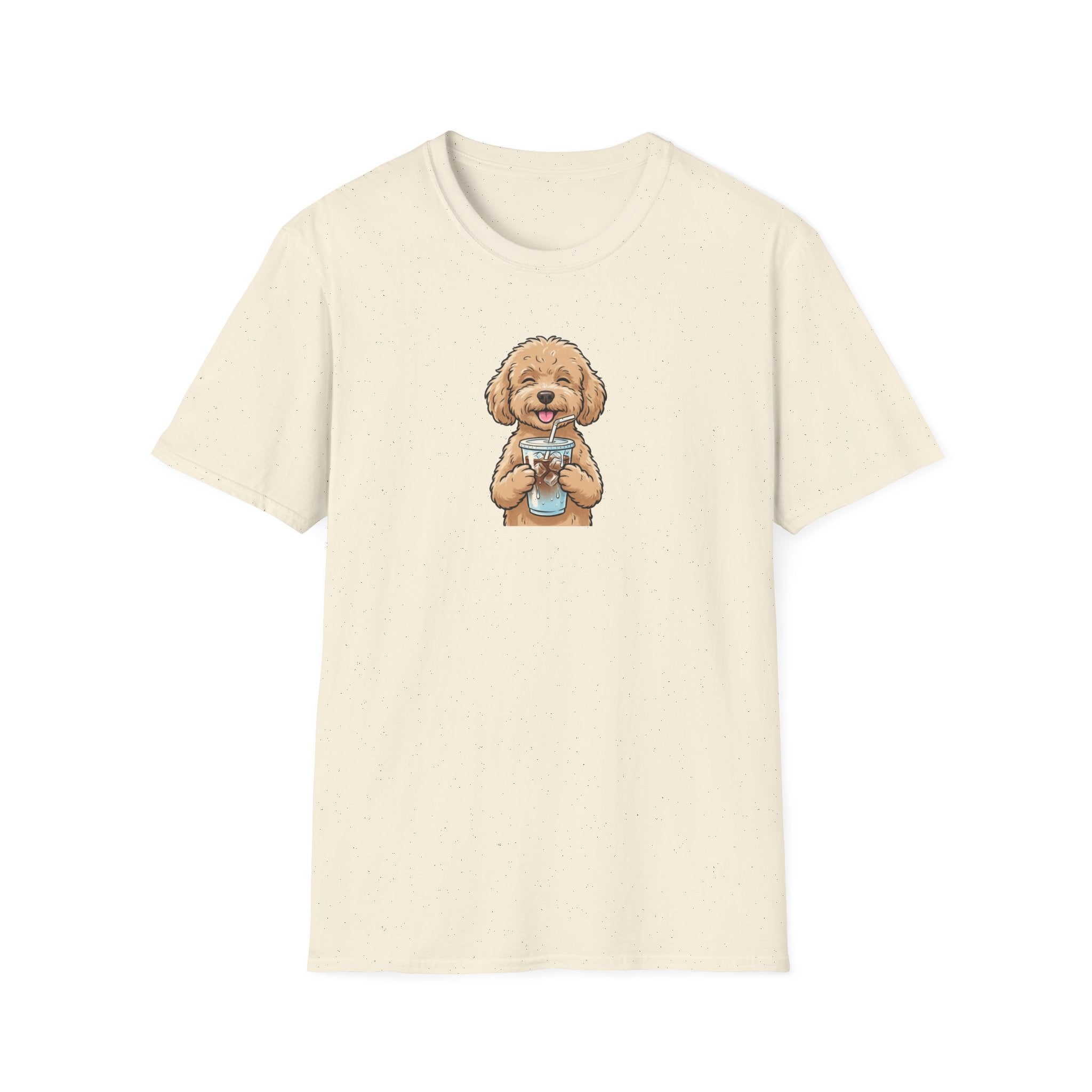 Cute Doodle Dog Drinking Iced Coffee Unisex T-Shirt
