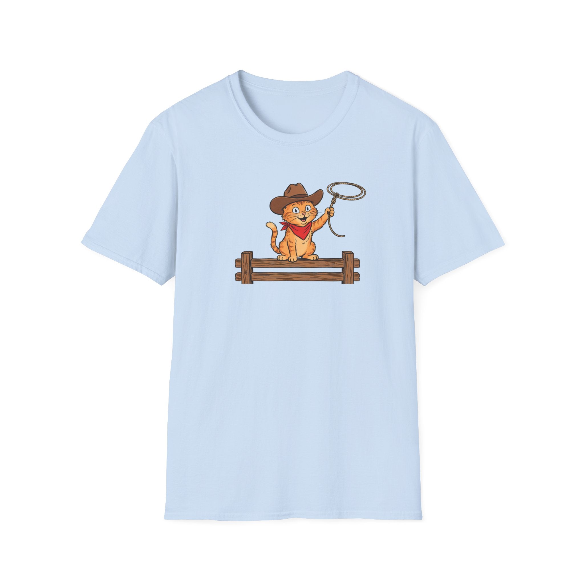 Retro Cowboy Cat Lasso T-Shirt - Cute Orange Tabby Western Graphic Tee