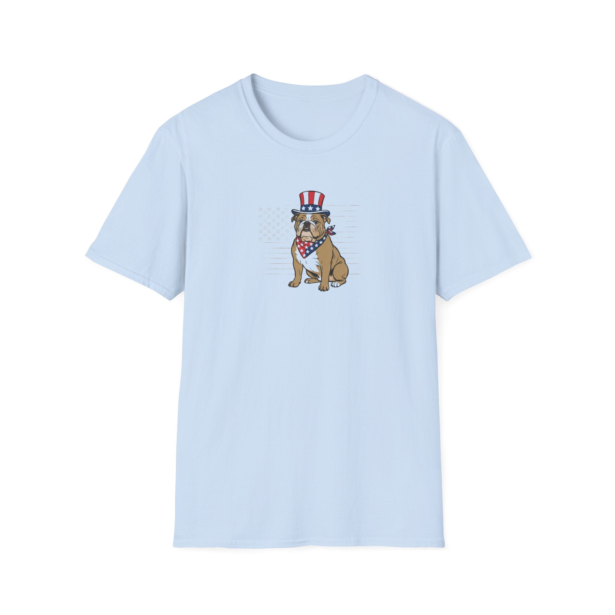 Patriotic English Bulldog Unisex T-Shirt | 4th of July American Flag Dog Graphic Tee