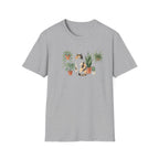 Vintage Calico Cat and Houseplants Unisex T-Shirt - Cute Botanical Cat Graphic Tee