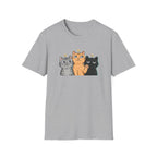 Funny Three Cartoon Cats Unisex T-Shirt - Cute Kitten Trio Graphic Tee