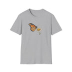 Minimalist Monarch Butterfly and Daisy Unisex T-Shirt - Vintage Botanical Flower Graphic Tee