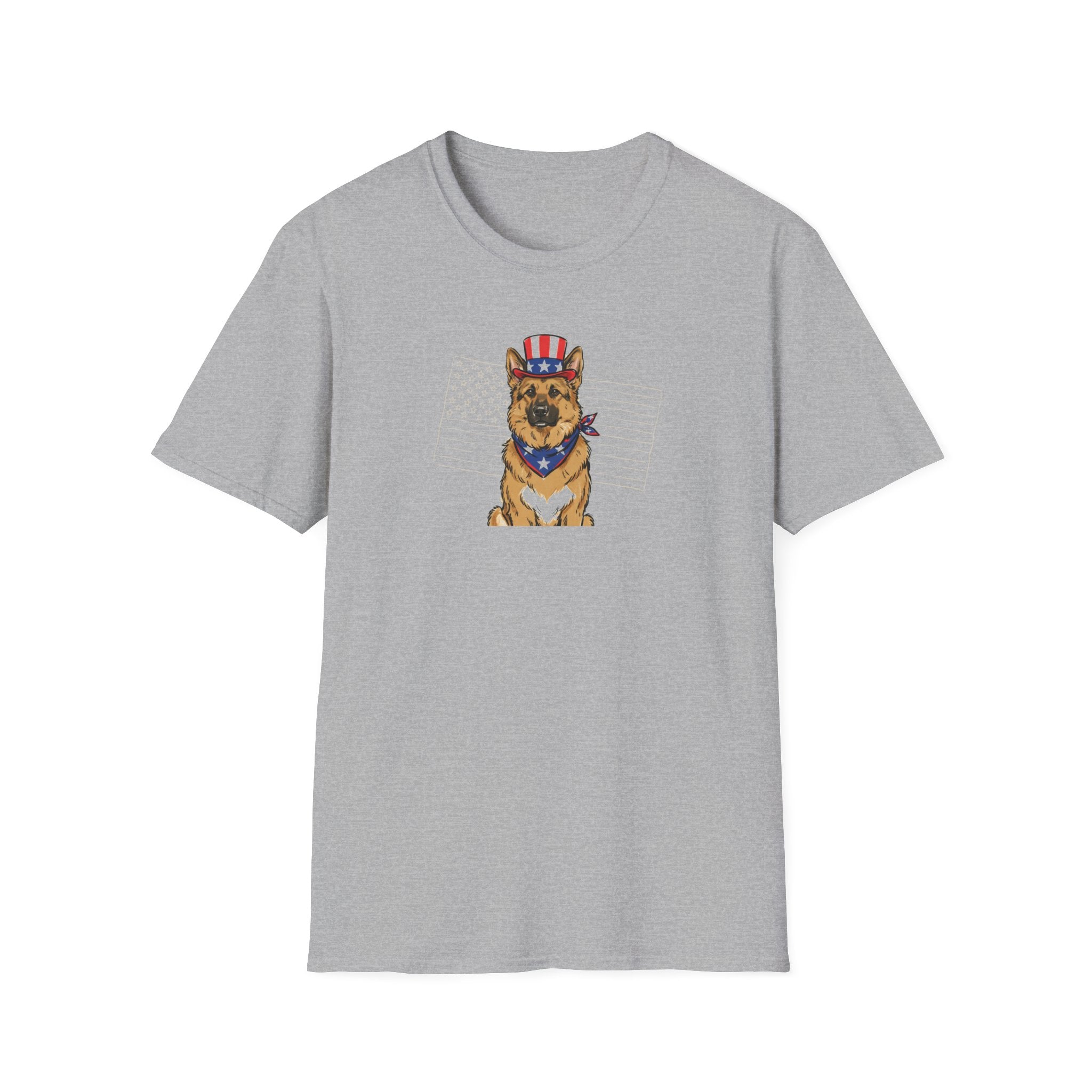 Patriotic German Shepherd Unisex T-Shirt – USA Flag Dog Graphic Tee