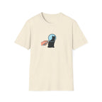Minimalist Black Cat Magnifying Glass T-Shirt - Cute Pet Detective White Tee