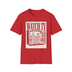 Vintage "WATCH TV" News Graphic T-Shirt - Retro Broadcast Nostalgia Tee
