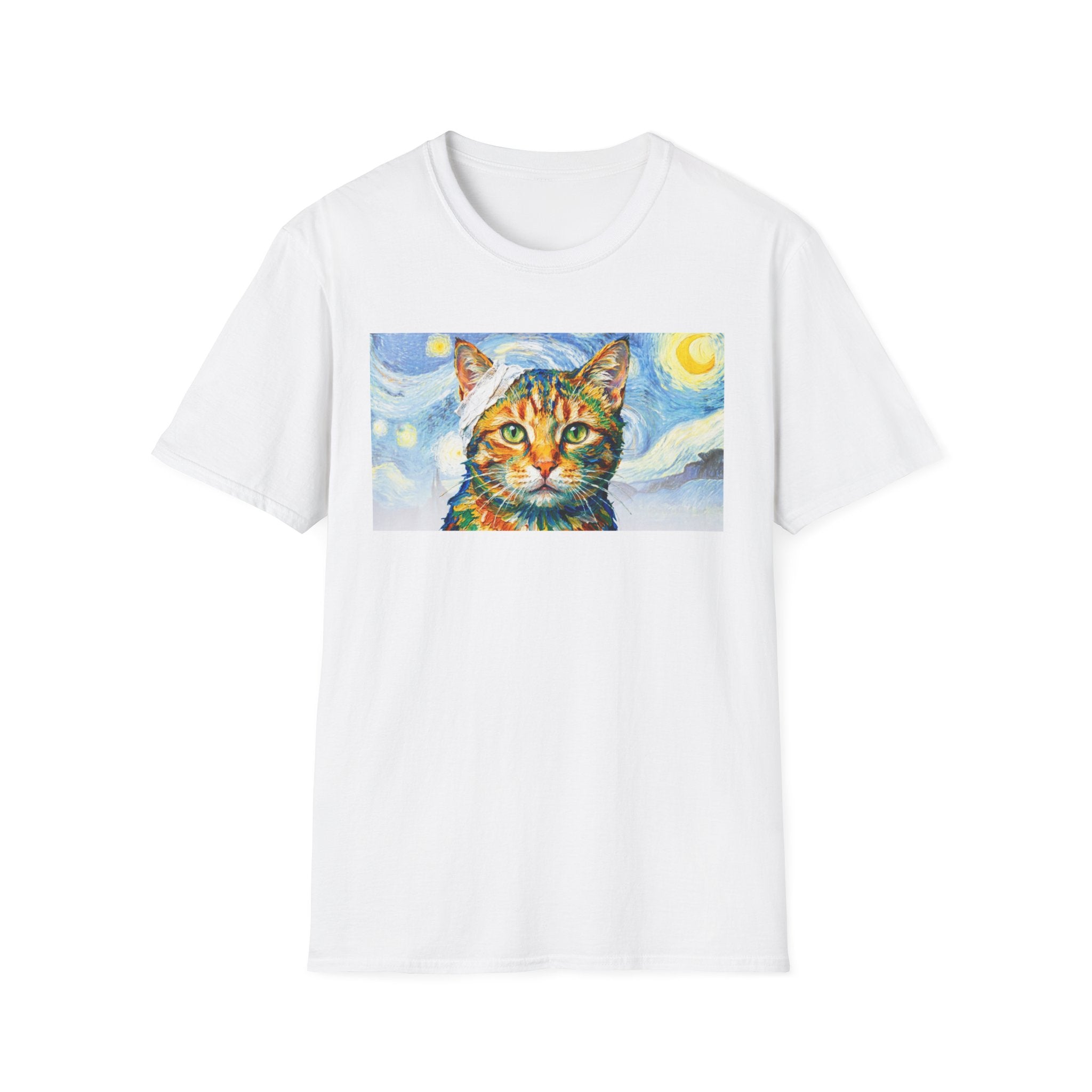 Vincent Van Gogh Starry Night Cat Unisex T-Shirt - Funny Art History Graphic Tee