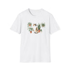 Vintage Calico Cat and Houseplants Unisex T-Shirt - Cute Botanical Cat Graphic Tee