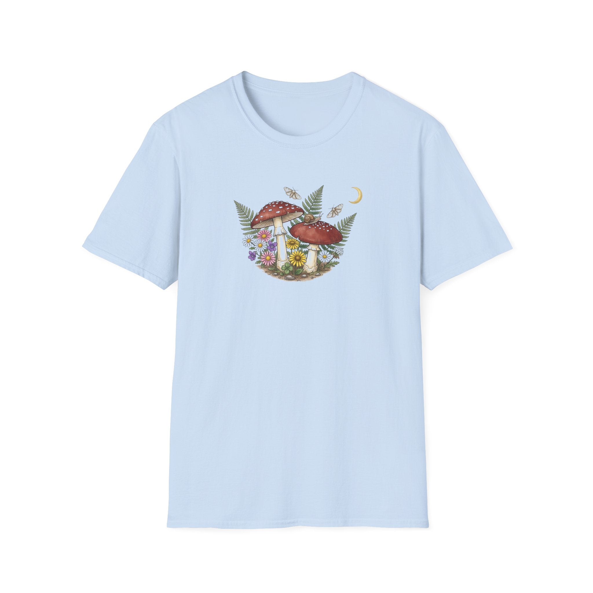 Vintage Mushroom and Wildflower Unisex T-Shirt - Goblincore Cottagecore Graphic Tee