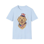 Patriotic Golden Retriever Unisex T-Shirt | 4th of July American Flag Dog Graphic Tee