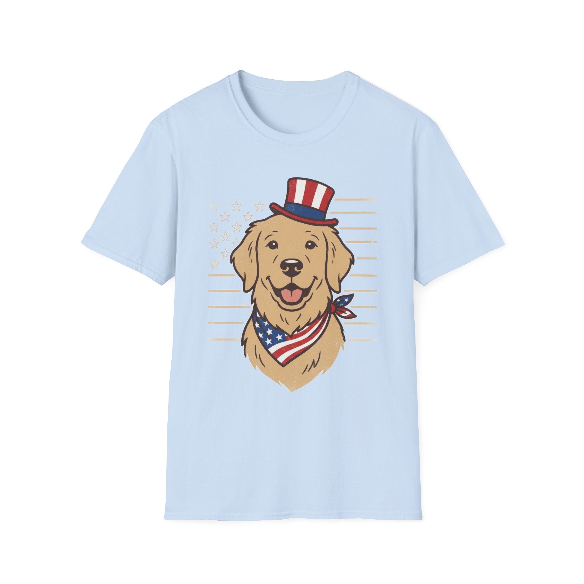 Patriotic Golden Retriever Unisex T-Shirt | 4th of July American Flag Dog Graphic Tee