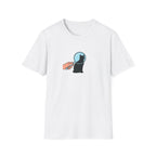 Minimalist Black Cat Magnifying Glass T-Shirt - Cute Pet Detective White Tee