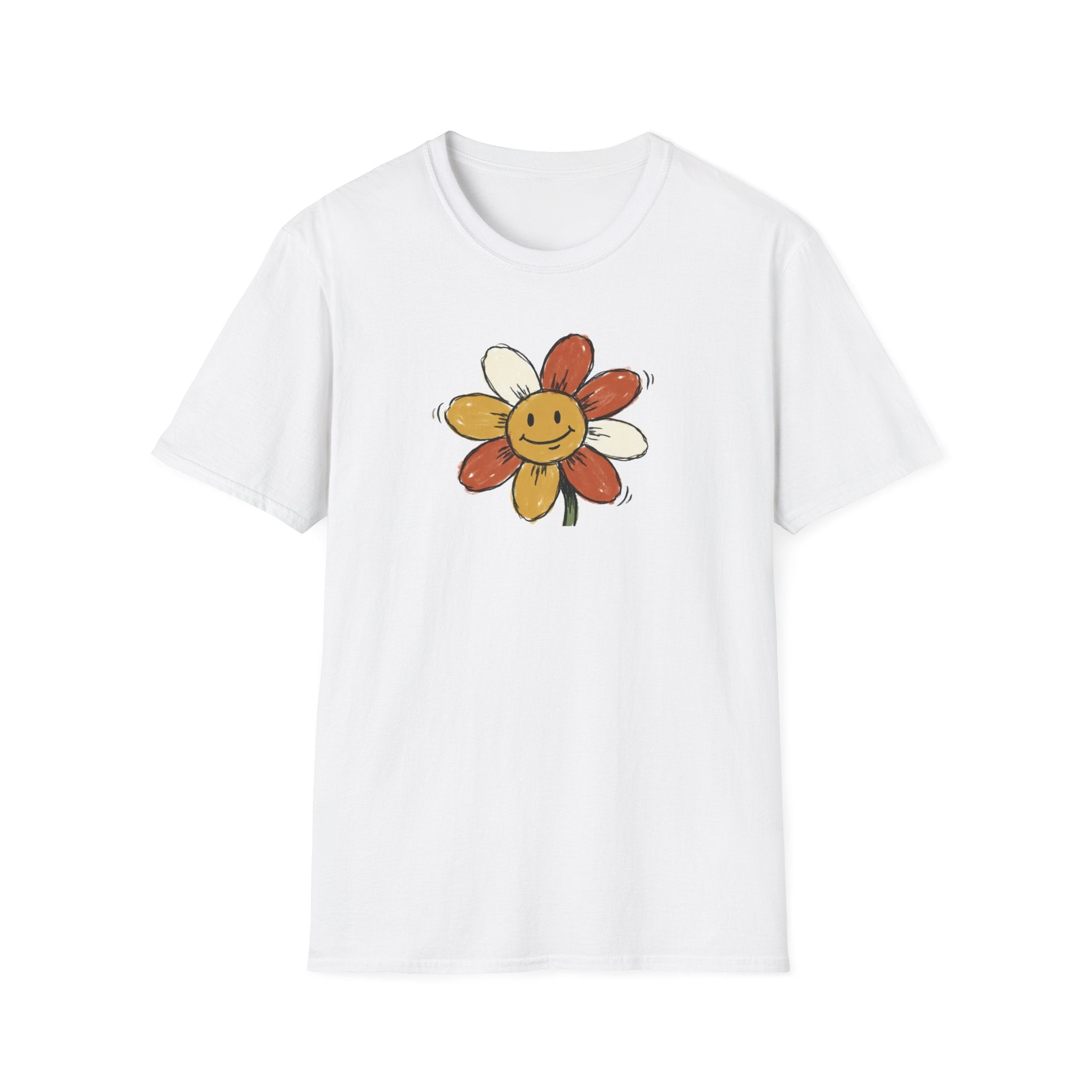 Retro Smiley Face Flower T-Shirt | 70s Vintage Aesthetic Indie Unisex Tee