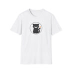Mischievous Black Cat Holding Match T-Shirt - Funny Arson Cat White Tee
