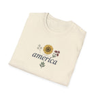 Minimalist Floral America Unisex T-Shirt | Patriotic Graphic Tee