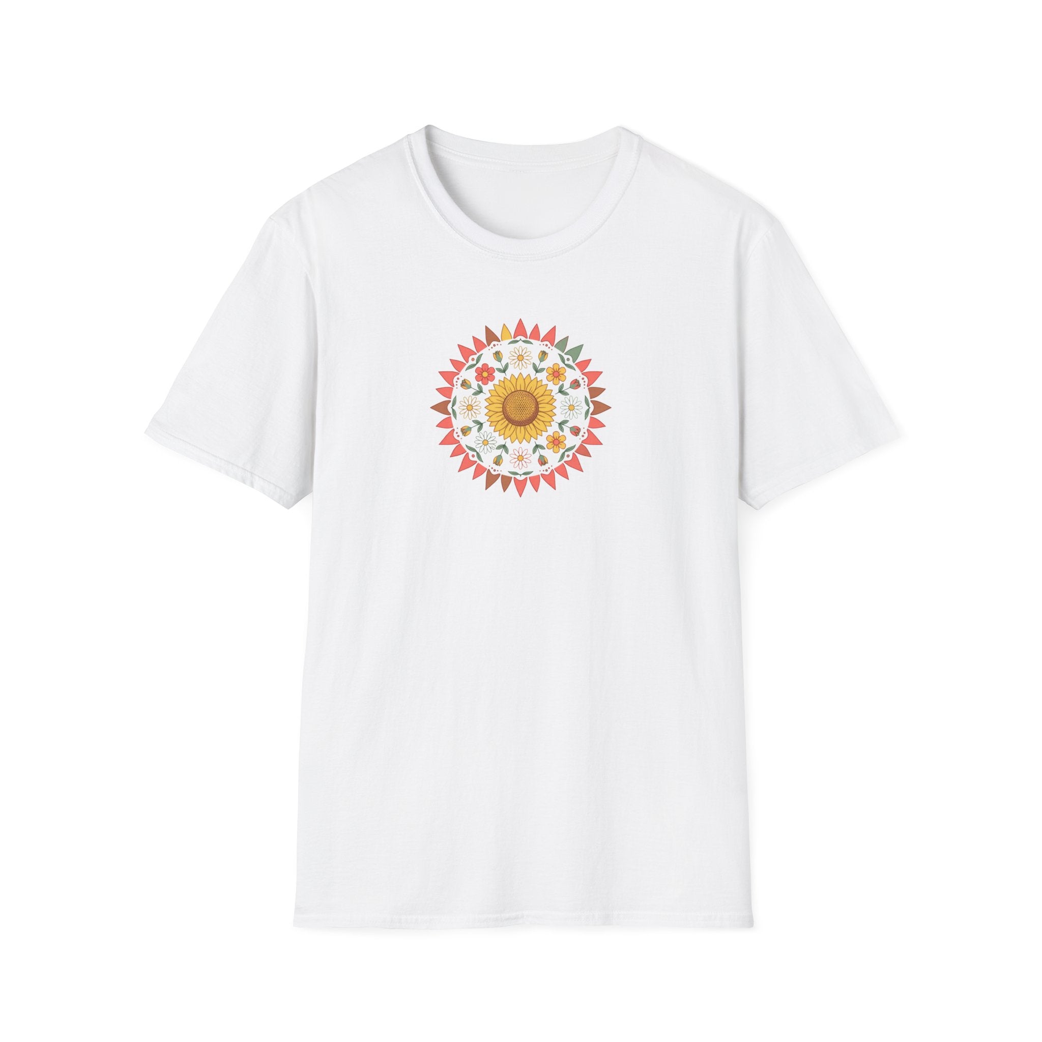 Boho Sunflower Mandala Graphic T-Shirt | Vintage Floral Unisex Tee