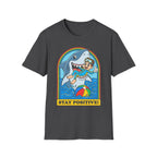 Stay Positive Shark Graphic T-Shirt - Retro Cartoon Ocean Fun Tee