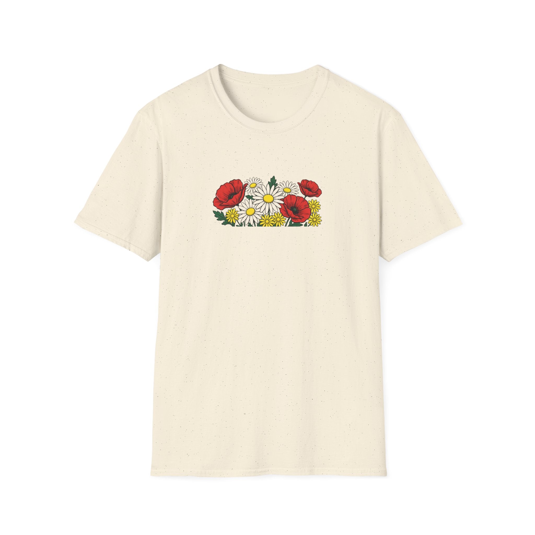 Wildflower Bouquet Unisex T-Shirt – Poppies and Daisies Graphic Tee