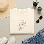 Minimalist Daisy Line Art Unisex T-Shirt | Aesthetic Botanical Sketch Graphic Tee