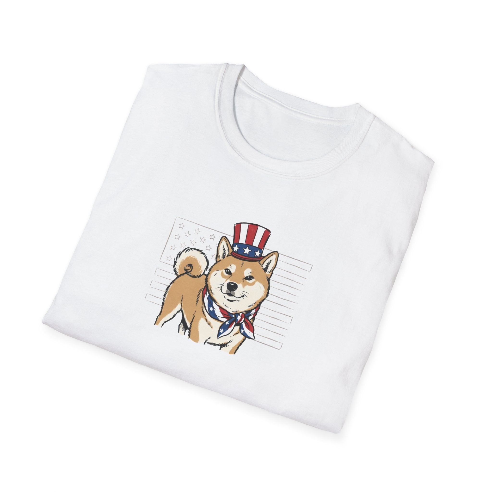 Patriotic Shiba Inu USA Flag Bandana Unisex T-Shirt