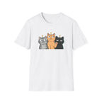 Funny Three Cartoon Cats Unisex T-Shirt - Cute Kitten Trio Graphic Tee