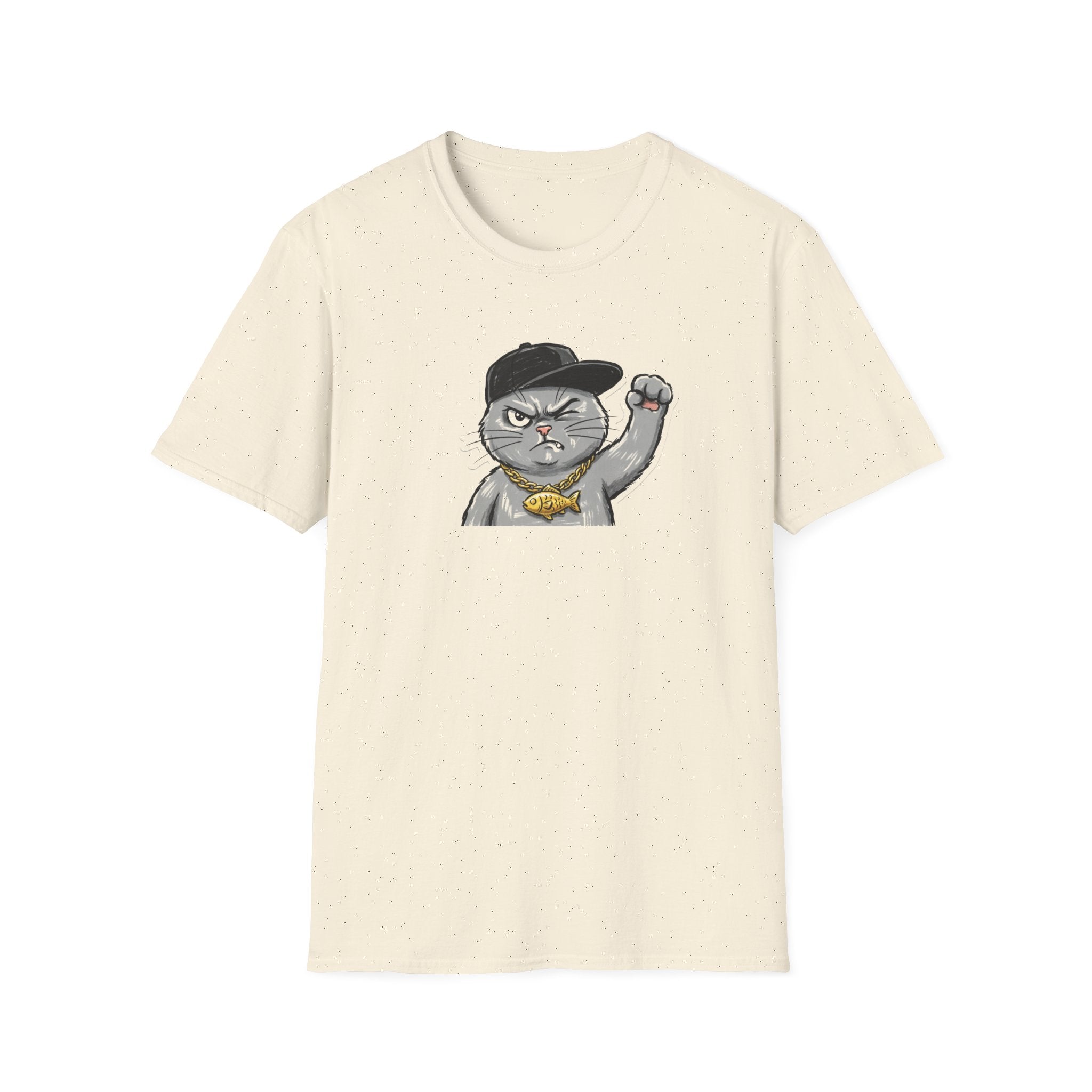 Funny Gangster Cat Unisex T-Shirt - Cool Hip Hop Space Grey Cat Graphic Tee