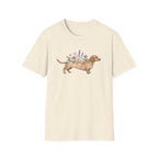 Watercolor Dachshund Floral Graphic Unisex T-Shirt | Cute Wiener Dog Art Tee