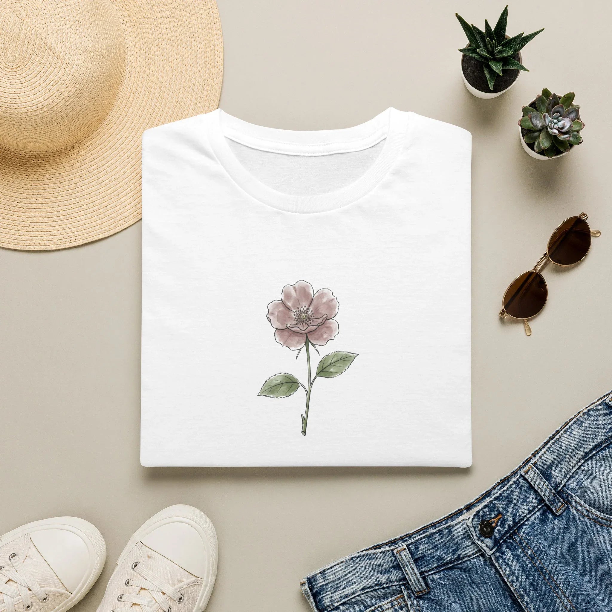 Minimalist Vintage Rose Watercolor Unisex T-Shirt | Aesthetic Floral Graphic Tee