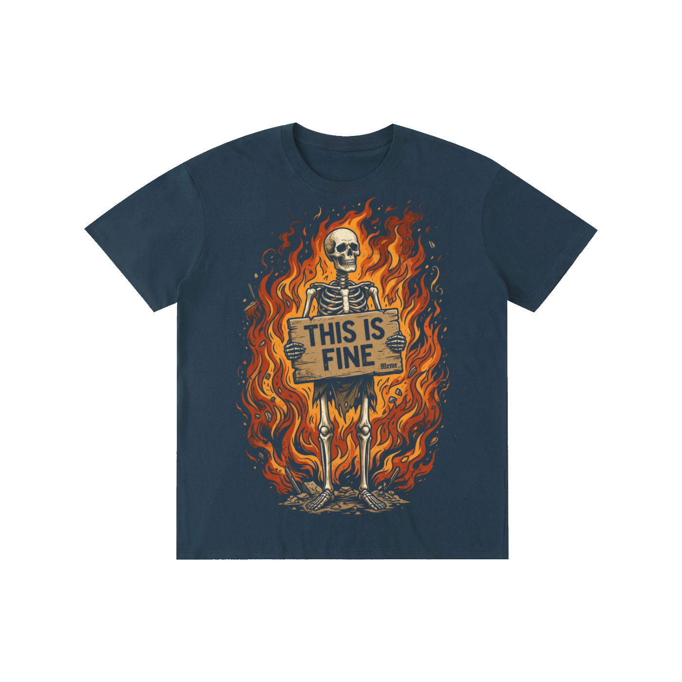 This Is Fine Skeleton Fire Graphic Tee
