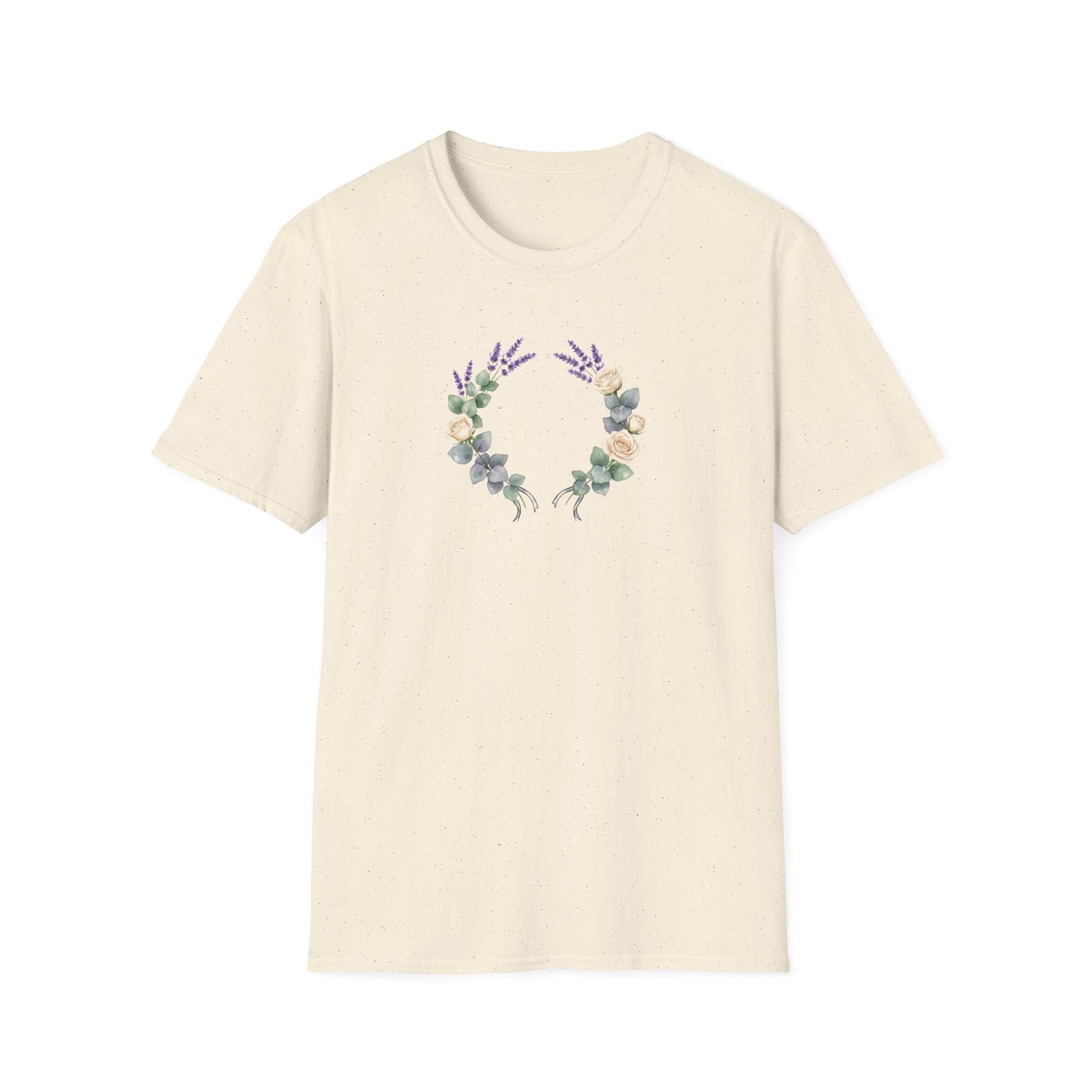 Watercolor Floral Wreath Unisex T-Shirt | Minimalist Botanical Graphic Tee