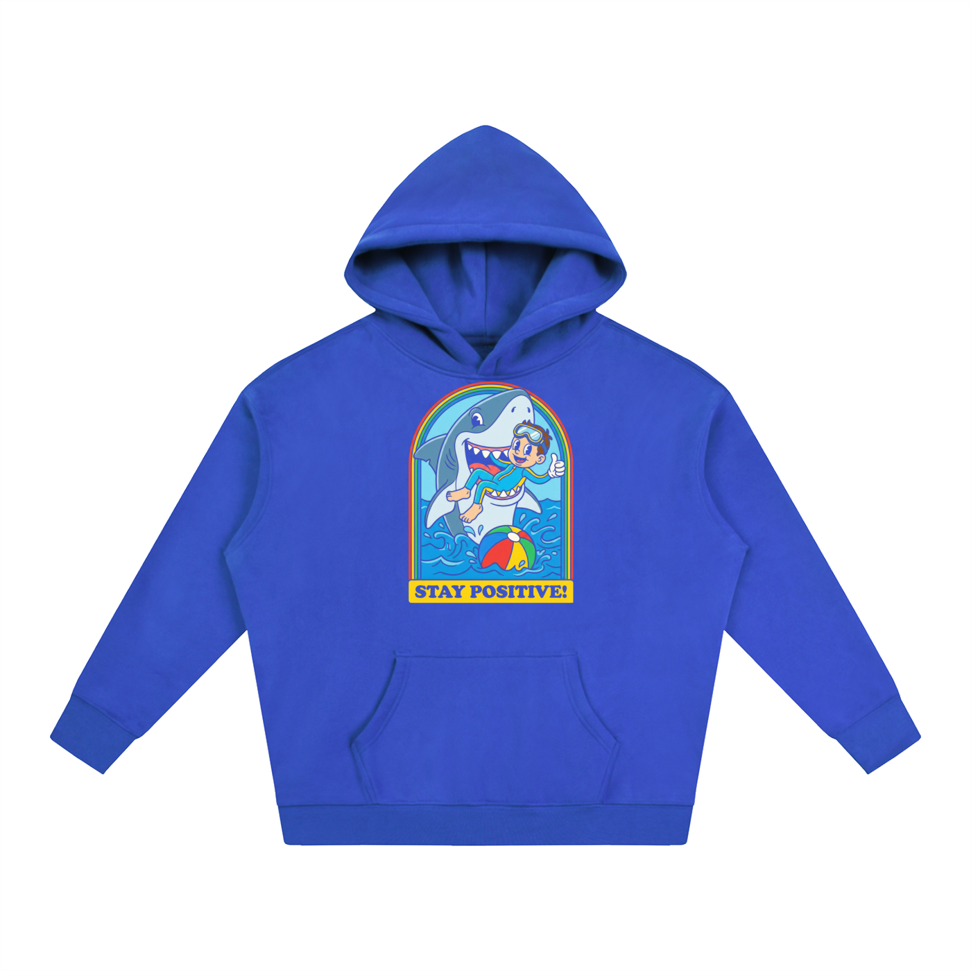 Stay Positive Shark Graphic Oversized Hoodie