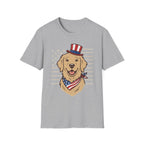 Patriotic Golden Retriever Unisex T-Shirt | 4th of July American Flag Dog Graphic Tee