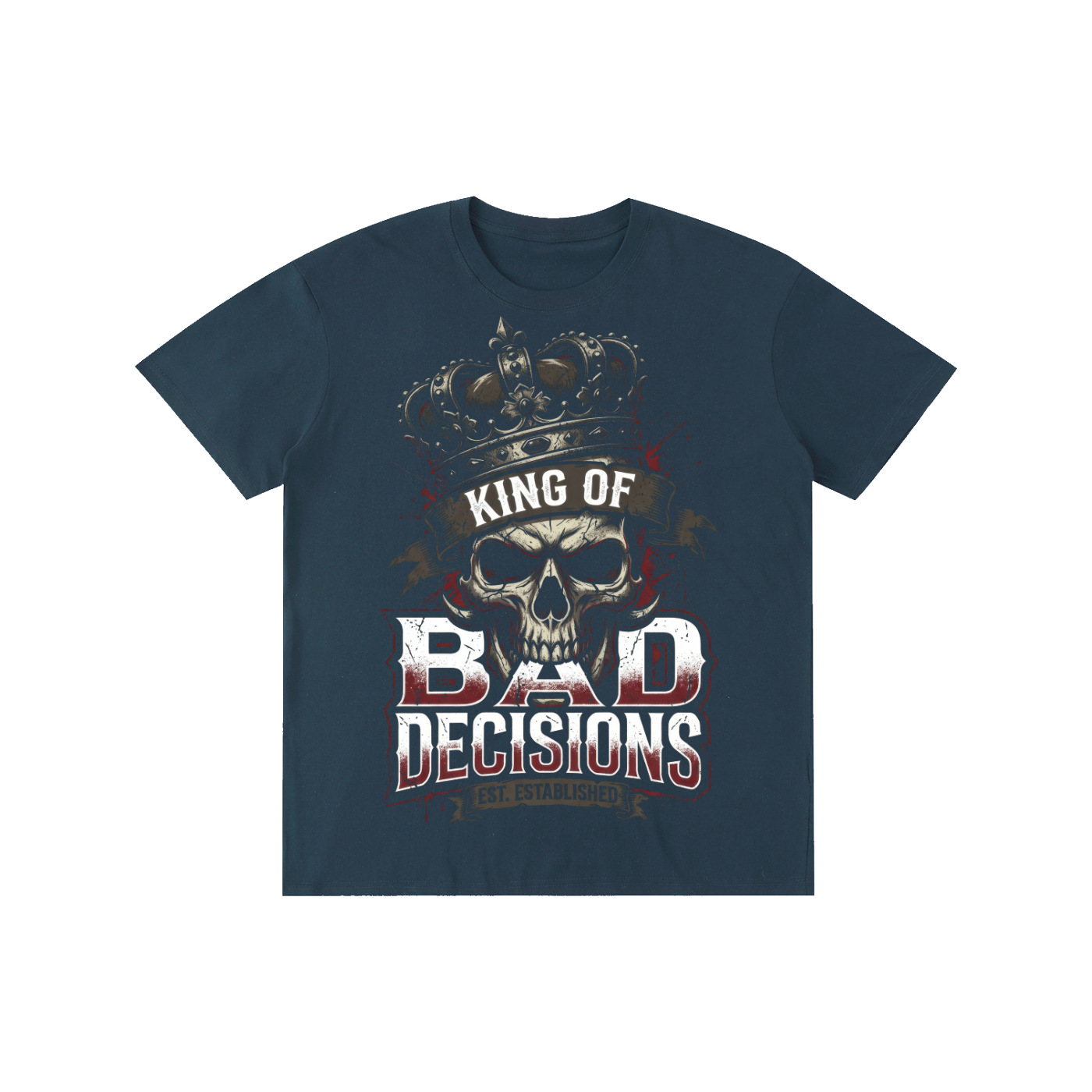 "King of Bad Decisions" Crowned Skull Graphic Tee