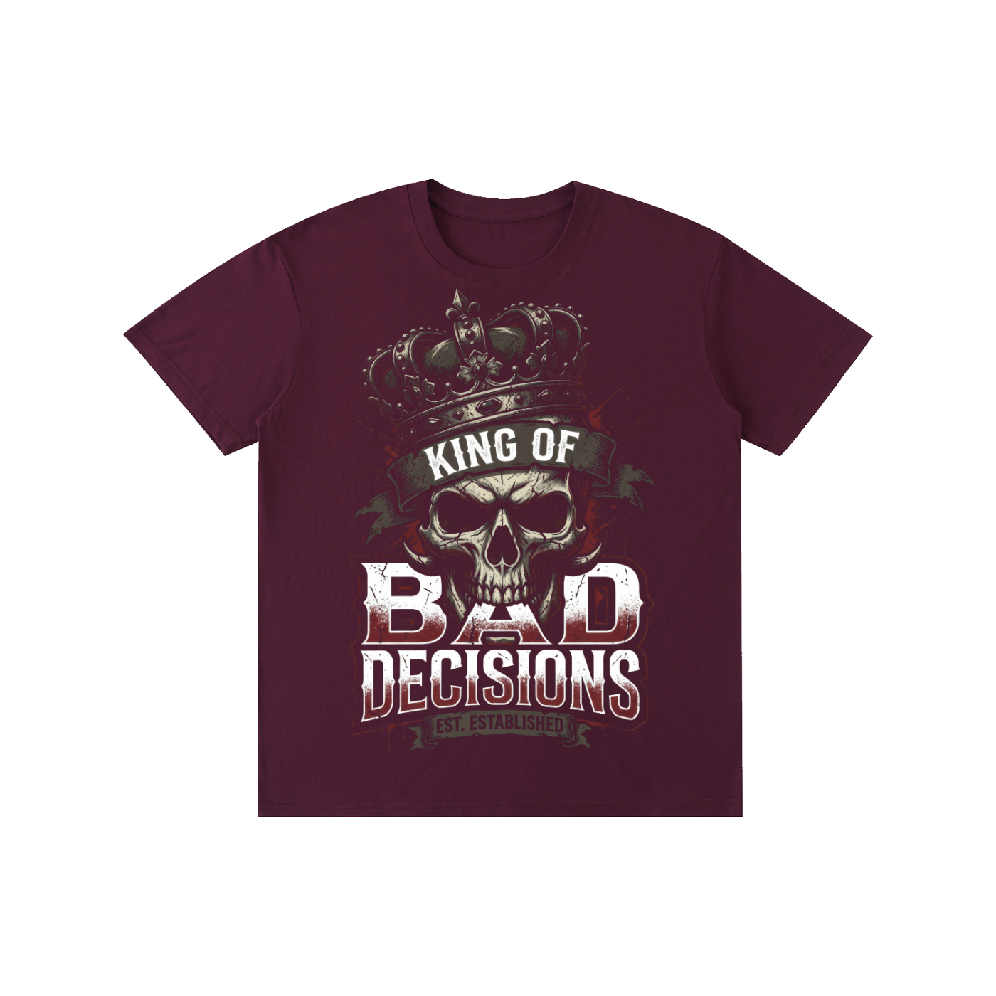 "King of Bad Decisions" Crowned Skull Graphic Tee