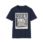 Vintage "WATCH TV" News Graphic T-Shirt - Retro Broadcast Nostalgia Tee