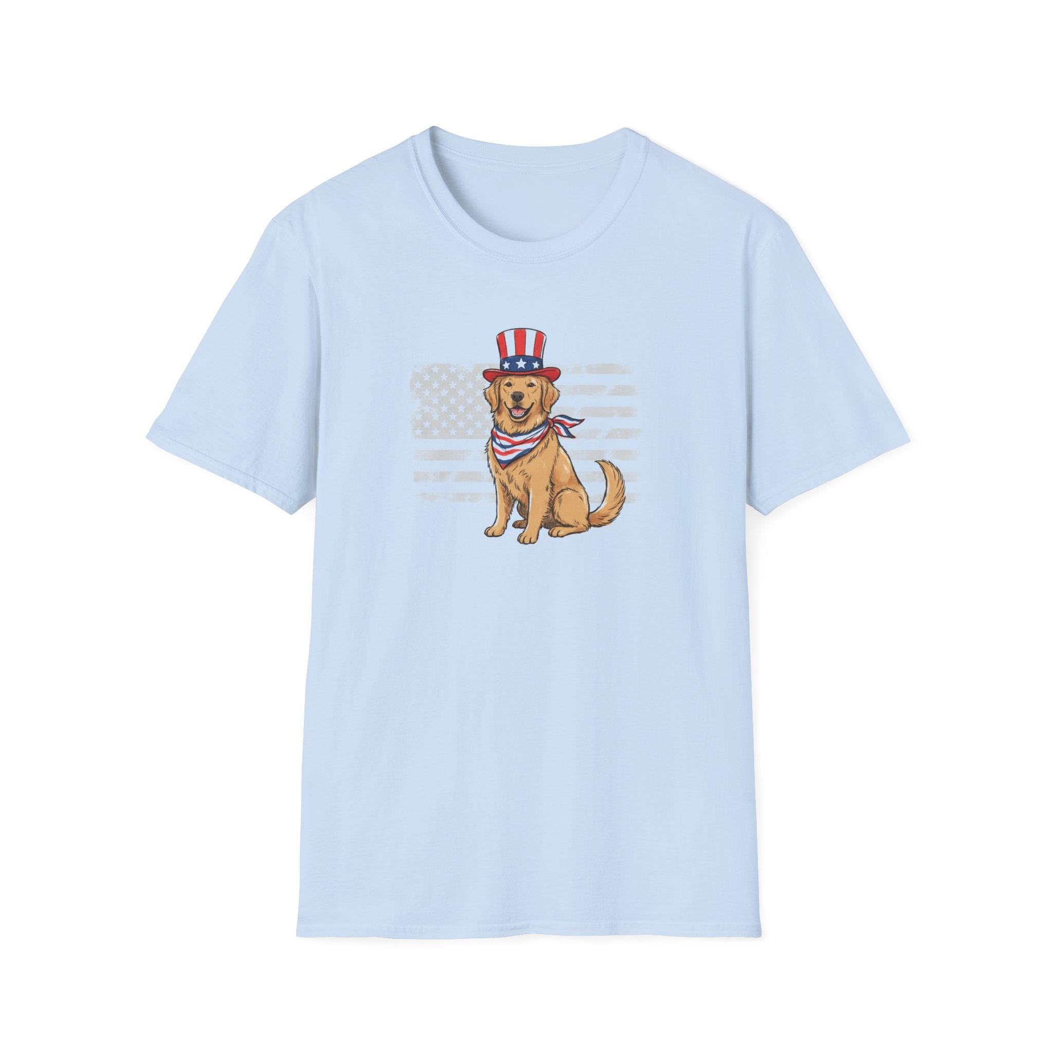 Patriotic Golden Retriever 4th of July Unisex T-Shirt - Vintage American Flag Dog Graphic Tee