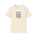 Funny Crying Gray Cat Graphic T-Shirt - Cute Sad Kitten White Tee