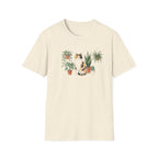 Vintage Calico Cat and Houseplants Unisex T-Shirt - Cute Botanical Cat Graphic Tee