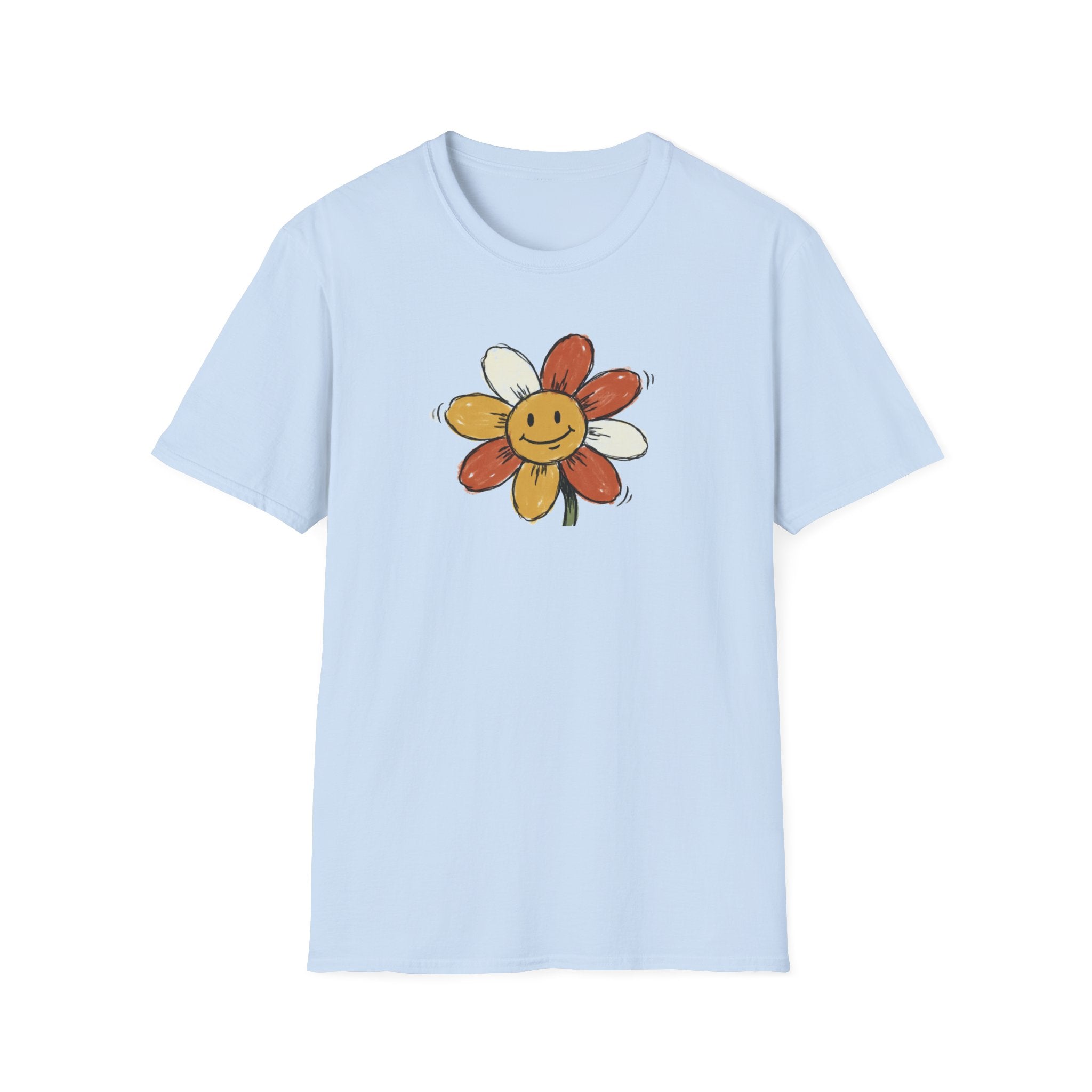 Retro Smiley Face Flower T-Shirt | 70s Vintage Aesthetic Indie Unisex Tee