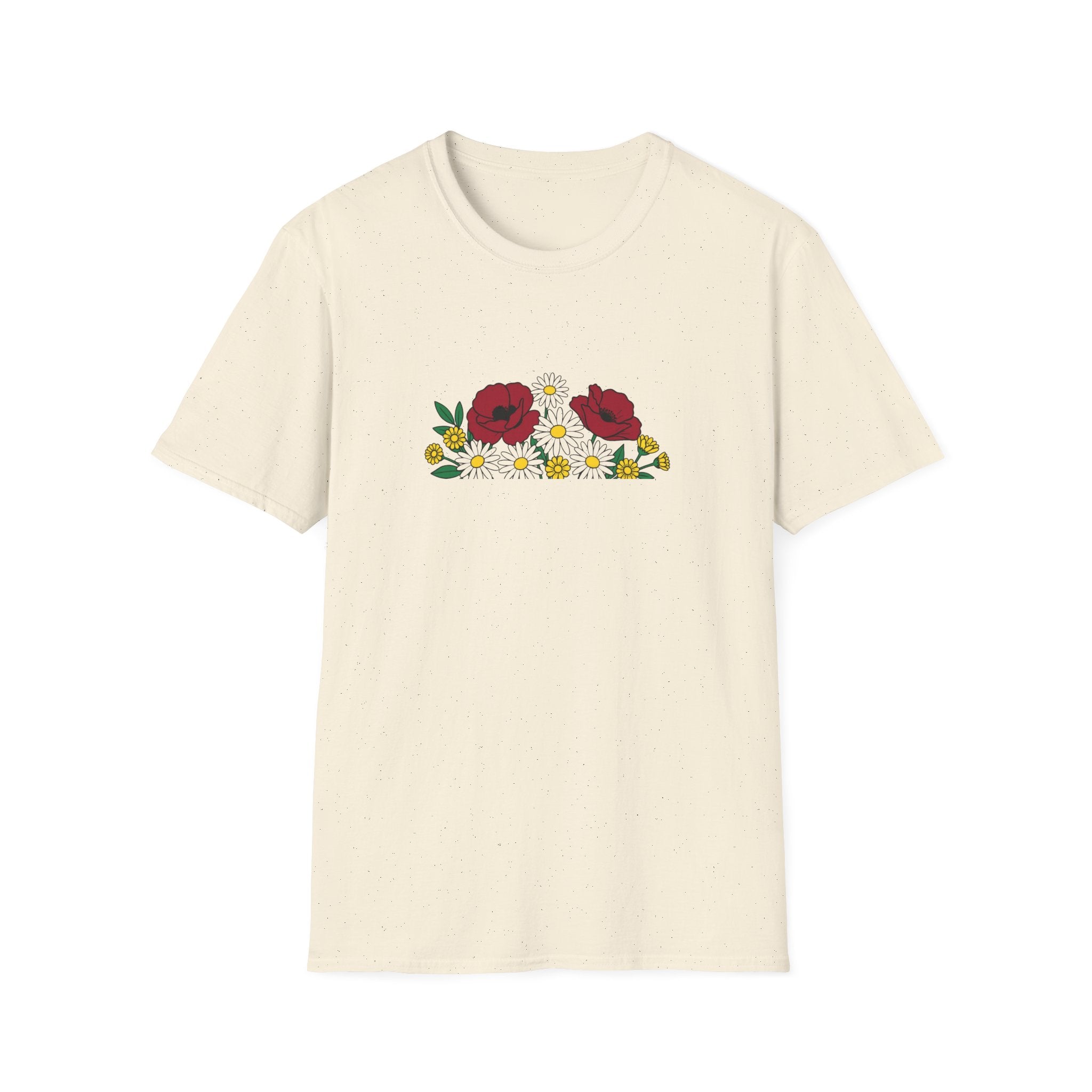 Floral Bouquet Unisex T-Shirt – Poppies and Daisies Graphic Tee