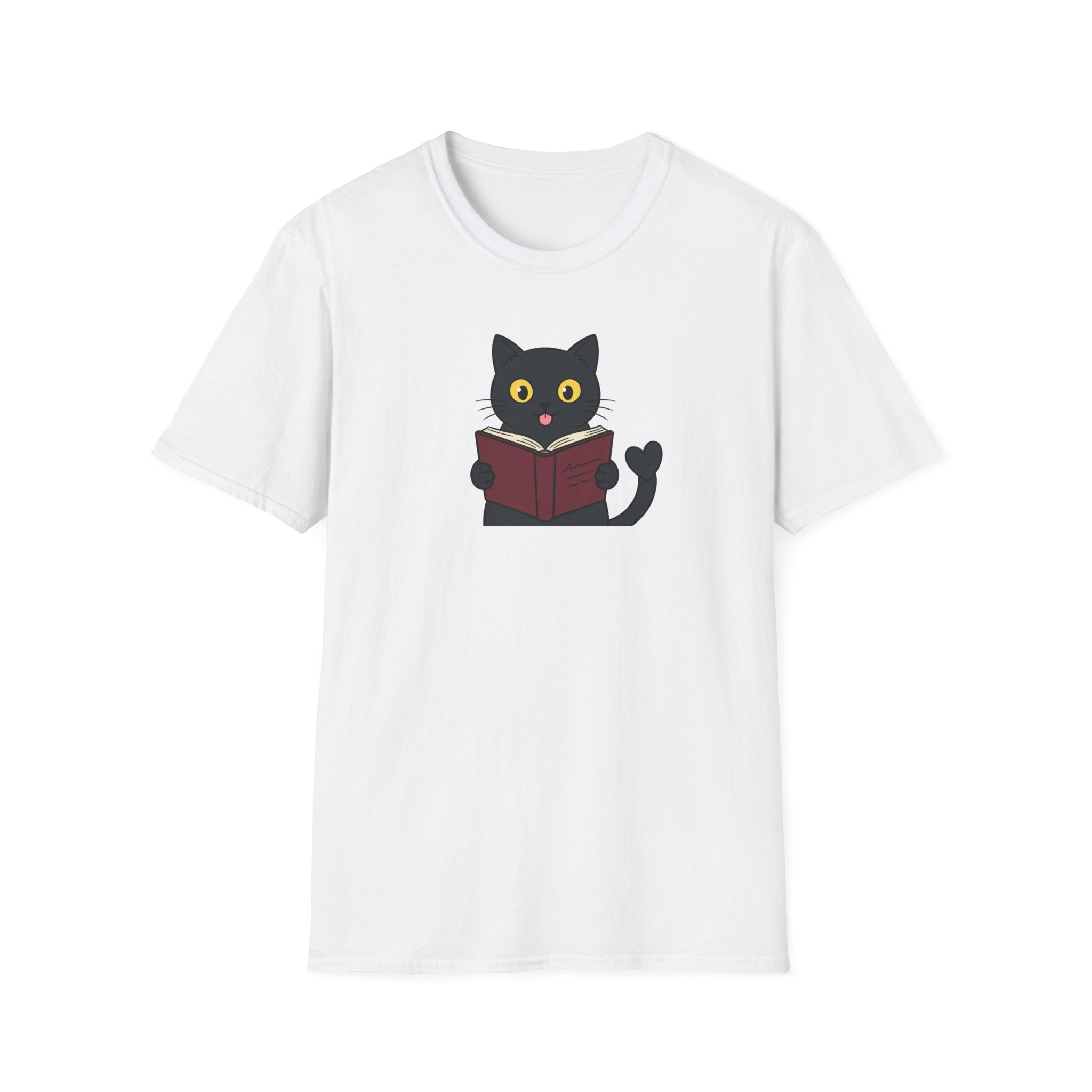 Bookworm Cat Unisex T-Shirt – Reading Black Cat Graphic Tee