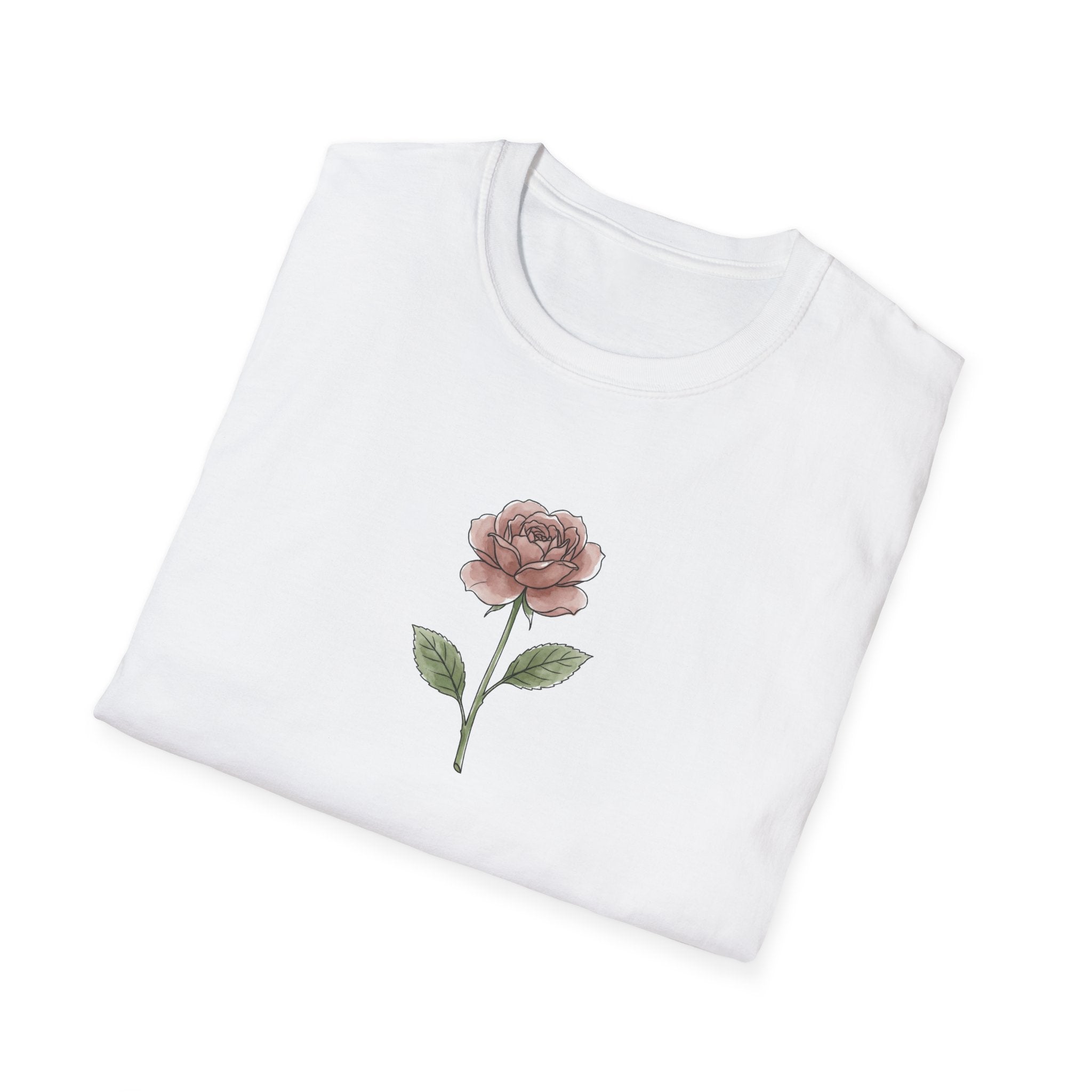 Minimalist Rose Unisex T-Shirt – Simple Floral Graphic Tee