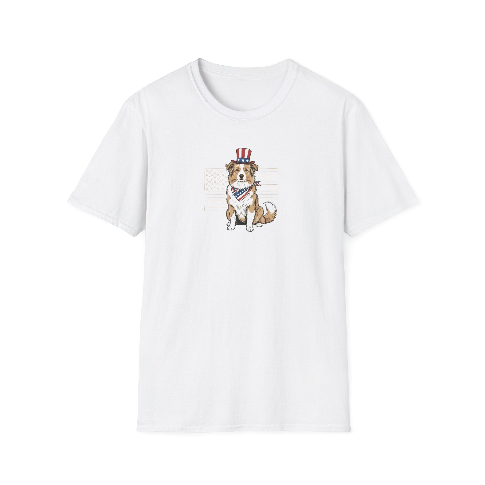 Patriotic Australian Shepherd Unisex T-Shirt | USA Flag Dog Graphic Tee