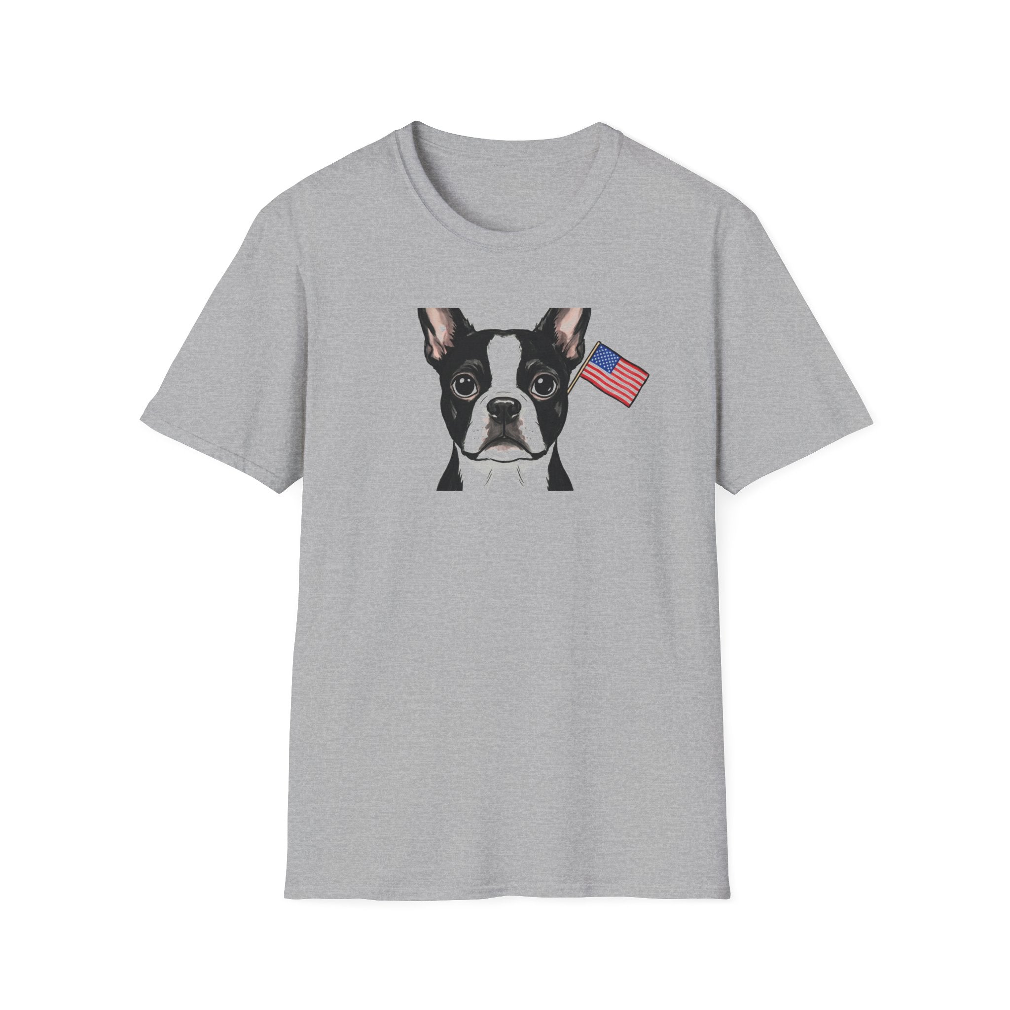Patriotic Boston Terrier 4th of July Unisex T-Shirt - Vintage American Flag Dog Graphic Tee