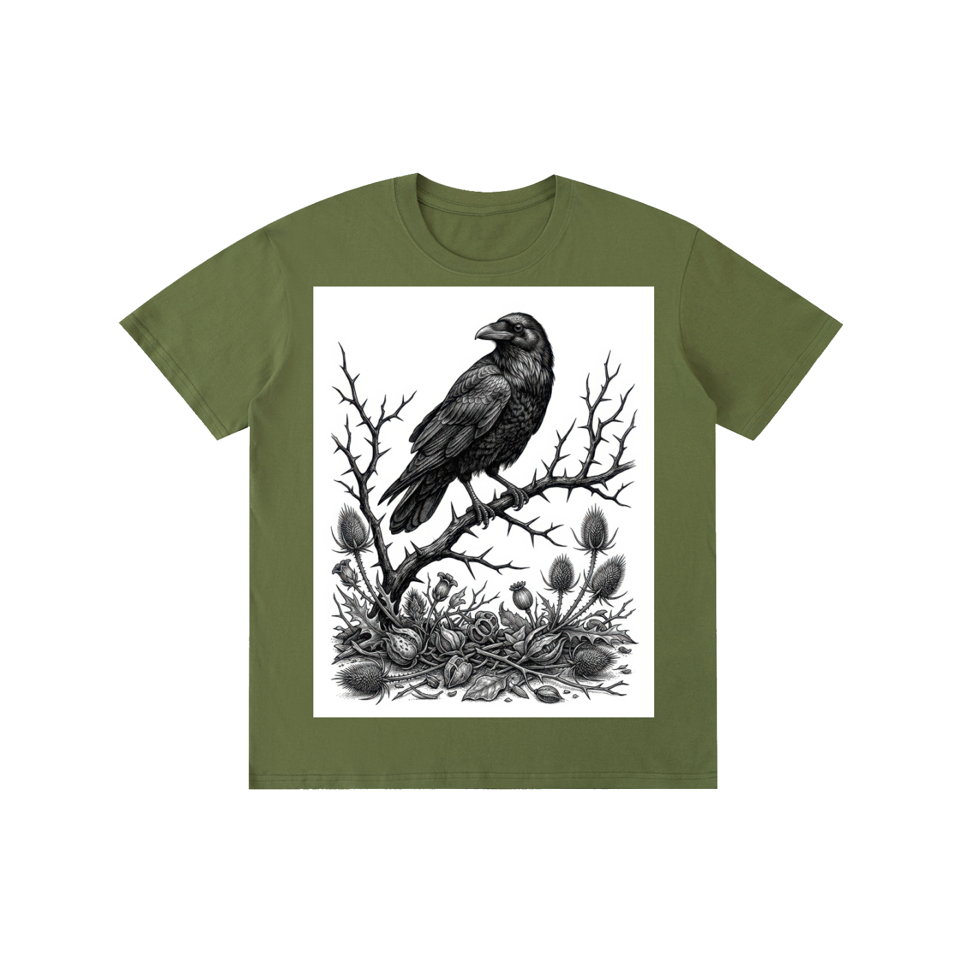 Gothic Raven & Thorns Graphic Tee