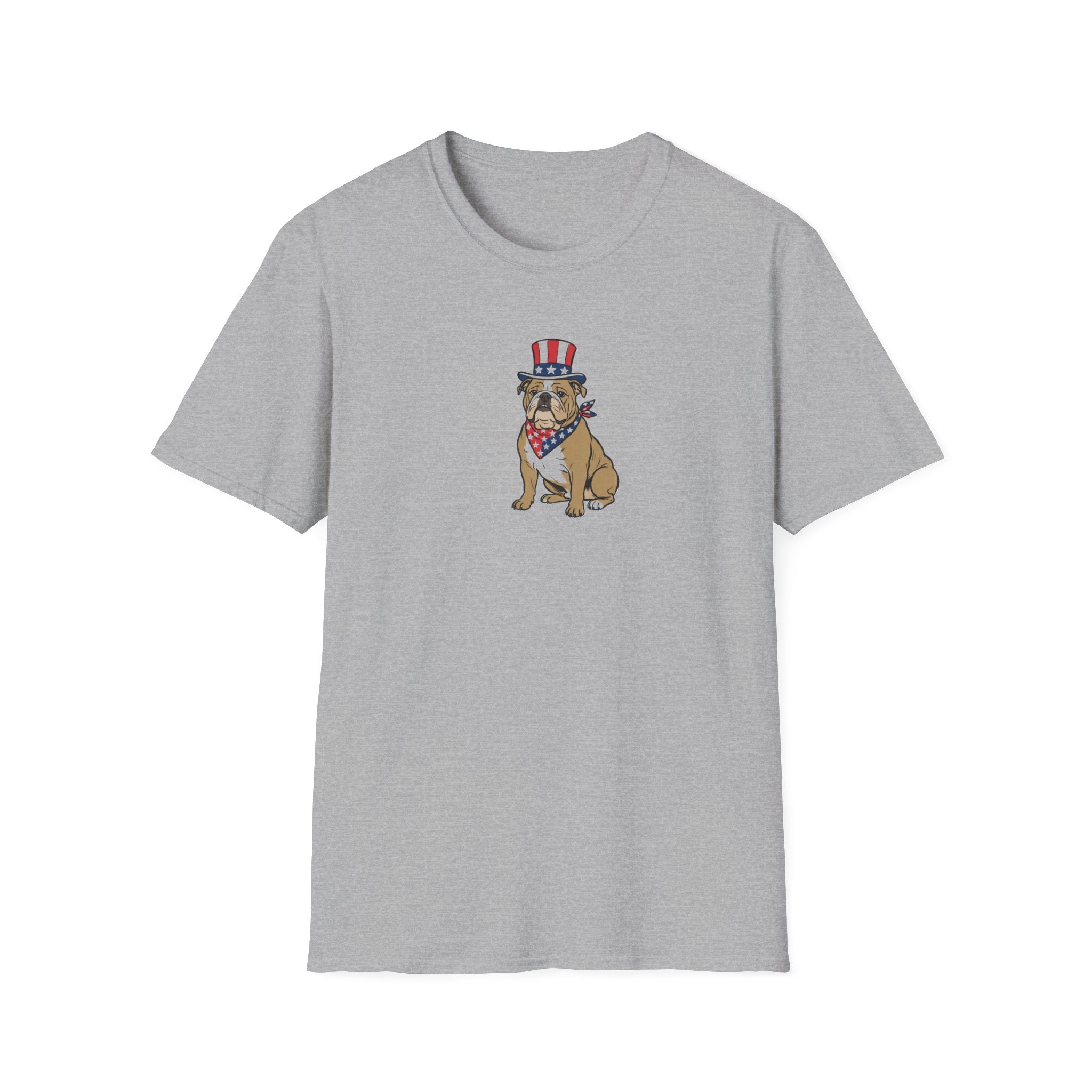 Patriotic English Bulldog Unisex T-Shirt | 4th of July American Flag Dog Graphic Tee