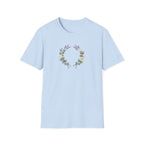 Watercolor Floral Wreath Unisex T-Shirt | Minimalist Botanical Graphic Tee