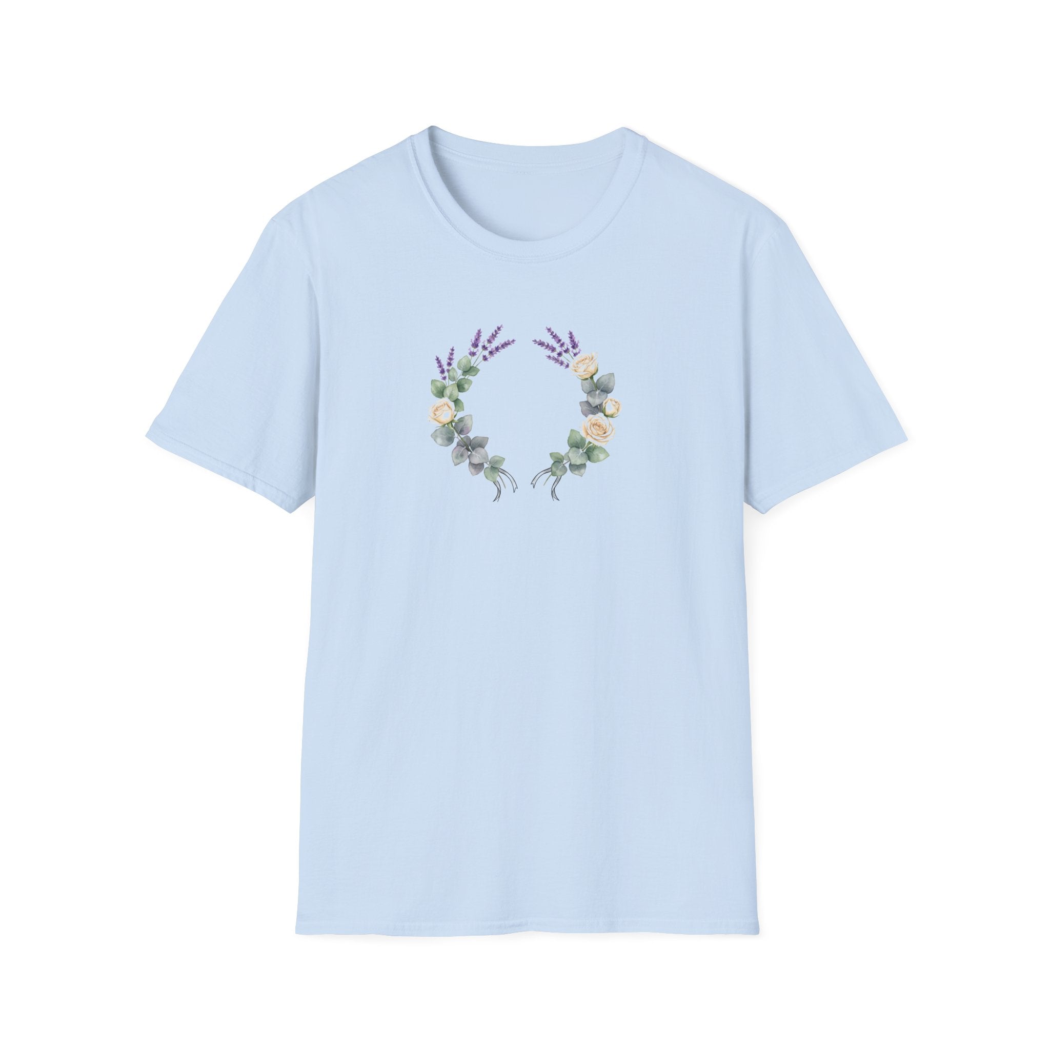 Watercolor Floral Wreath Unisex T-Shirt | Minimalist Botanical Graphic Tee