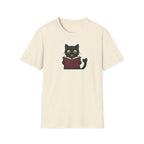 Bookworm Cat Unisex T-Shirt – Reading Black Cat Graphic Tee